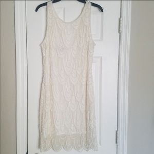Beautiful White Beaded Pisarro Nights Dress, 16